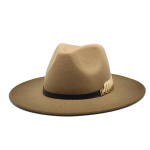 Tendance vente en gros mode fausse laine grand <span class=keywords><strong>large</strong></span> bord rigide dégradé Panama Fedora chapeau pour femmes hommes dame hiver automne - Product Image 5