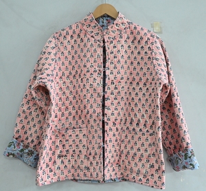 Chaqueta acolchada de algodón Reversible para mujer, estilo bohemio estampado en bloque, ropa de invierno hecha a mano, precio al por mayor - Product Image 2