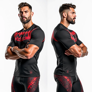 BJJ เสื้อแรชการ์ดแบบสั่งทำสำหรับใส่ผดผื่นพิมพ์ซับลิเมชันทนทานสำหรับใส่ไปยิม - Product Image 3