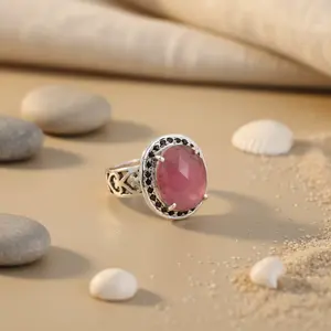 แหวนเงินแท้ 925 ประดับพลอยทับทิมทรงเรขาคณิต ดีไซน์เรียบหรู ชุบโรเดียม สไตล์ผู้ชาย - Product Image 2