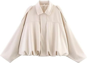 Blouson Bomber matelassé en cuir véritable imprimé pour femme avec fermeture éclair, logo frontal, col rabattable, manches longues, respirant - Product Image 5