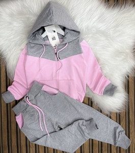 Ensemble de survêtement 2 pièces pour enfants, couleur personnalisée, effet délavé vintage, en velours, col en V, coupe décontractée, bas élastique, unisexe, été - Product Image 5