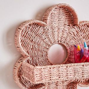 Nouvelle étagère murale en papier en forme de fleur pour la chambre des enfants, étagère de rangement tissée confortable, organisateur mural ludique avec un design esthétique unique - Product Image 3