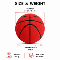 Ballon de basketball d'entraînement intérieur en mousse PU taille 7, léger, haute élasticité, fabrication OEM directe, silencieux
