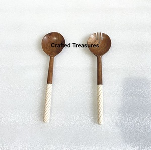 Cubiertos de madera personalizados de diseño moderno, juego de servidor de ensalada, utensilios para utensilios de cocina, vajilla, evento de boda a un precio asequible - Product Image 4