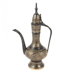 Solid Brass Hand Worked Aftaba Premium Metal Arabian <b>Tea</b> <b>Pot</b> Coffee Brass Arabic Designer Dallah Custom Wholesale Surahi - Product Image 2