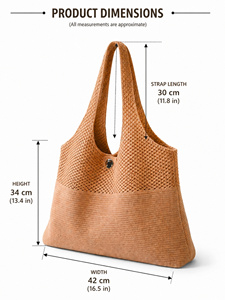 Sac à bandoulière tricoté pour femme style bohème chic, sac fourre-tout décontracté fait main au crochet pour l'été et la plage, grande capacité, sans doublure, sac à main élégant - Product Image 3
