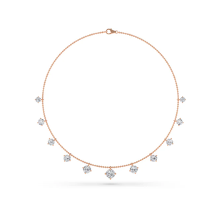 Collar de oro blanco de corte Marquesa de diamante cultivado en laboratorio de línea fina cuádruple para mujer con diseño minimalista elegante y brillo duradero - Product Image 3