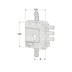 SERRURE À CYLINDRE appliquer triple 2 tours et loquet tirer sur le dos fourni: goujon externe et écusson - Product Image 1