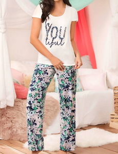 2024 pijamas de mujer, trajes de noche, ropa de dormir para mujer, pantalones de pijama cómodos con estampado Floral y camiseta, conjunto de ropa de dormir para mujer - Product Image 3