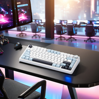 Keyboard Gaming Mekanik Nirkabel 2.4G 75% Custom dengan Logo OEM, Lampu LED RGB, Laris Terjual