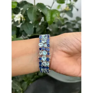 14K Gold Tennis <b>Bracelet</b> 925 Silver Kyanite Blue Topaz Rhodium White Gold Rose Gold Available Diamond Onyx Pearl Religious - Product Image 3