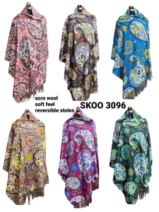 Châle réversible en laine fait main pour femmes indiennes Boho imprimé Mandala couleur personnalisée SK NOOR et SONS écharpe traditionnelle d'hiver - Product Image 4