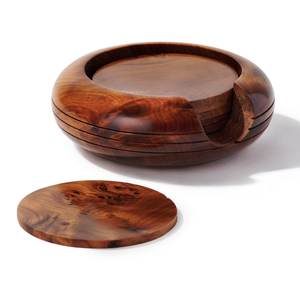 Posavasos de madera clásicos Juego de 6 posavasos de madera de nogal Regalos de decoración de madera - Product Image 5