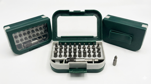 Jeu de 31 embouts de tournevis en acier S2 avec embouts standard, étui en plastique vert/gris, OEM, multi-usages pour la maison et le bricolage - Product Image 4