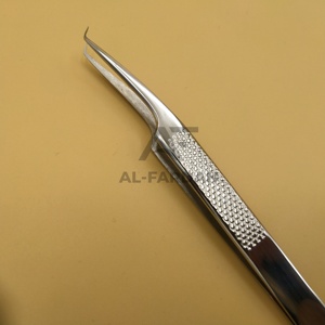 Pince à épiler pour extensions de cils à pointe en fibre de 90 degrés, finition polie miroir, motif à pois, en acier inoxydable – Meilleure vente - Product Image 4
