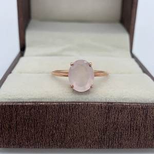 Anillo de corte ovalado solitario de cuarzo rosa de Plata de Ley 925 chapado en oro diseño clásico boda fiesta de compromiso con - Product Image 1