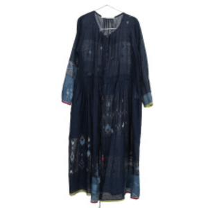 Vestido AMBER 80 de Algodón Índigo Estilo Bohemio, Silueta Holgada - Product Image 1