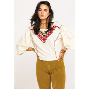 Top Ricamato in Stile Bohémien per Donna Free People, in Lino Popeline, Disponibile nelle Taglie S, XS, XL per Primavera/Estate e Autunno - Product Image 1