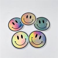 Autocollants adhésifs personnalisés avec logo imprimé, découpés à la forme, vinyle brillant arc-en-ciel nacré, étiquettes holographiques