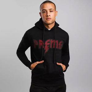 Streetwear vintage délavé à l'acide avec logo en strass personnalisé pull-over bouffant sweats à capuche en éponge française délavés au soleil avec strass - Product Image 6