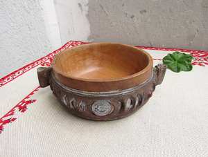 Bol en bois tourné à la main Vintage bol en bois décoratif unique fait à la main bol Style rustique - Product Image 3