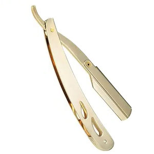 Rasoir de barbier à bord droit en acier inoxydable Rasoir droit pliant Lames remplaçables à bord unique adaptées à tous les doubles - Product Image 1