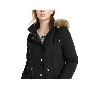 เสื้อโค้ทพาร์ก้าสีชมพูสำหรับเด็ก แบรนด์เซเลบริตี้ แต่งขอบขนเฟอร์เทียม กันลม กันน้ำ ไซส์พลัส X-Small บุด้วยใยฝ้ายสำหรับฤดูหนาว - Product Image 2