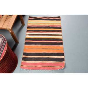 พรมตุรกีโบราณแบบทันสมัยเป็นมิตรกับสิ่งแวดล้อมสีส้มคลาสสิกสีน้ำตาลขนาด2x3,4ฟุตงานเย็บปะติดปะต่อกันทำจากขนสัตว์กองขนาดกลางพื้นที่ห้องสำหรับวัยรุ่น - Product Image 1