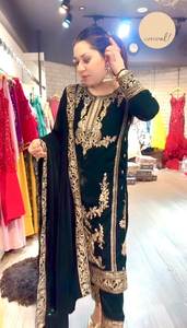 Robe afghane en soie modal polyester de qualité supérieure, velours VISCOSE, Salwar Kameez avec bordure en dentelle et dupatta pour mariage et fête - Product Image 2