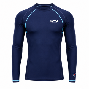 Camiseta de Compresión Azul Marino Estampada para Hombre, Manga Larga, Ecológica, para Gimnasio, Entrenamiento, Fitness, Ropa Deportiva - Product Image 6