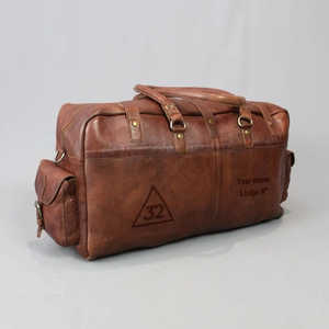 Sac de voyage Rite écossais 32nd Degree Conker sacs de voyage maçonniques en cuir marron dans des sacs maçonniques à prix raisonnable OEM - Product Image 1