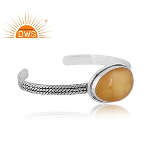 Latest Design Oxidized Sterling Silver Natural Yellow <b>Opal</b> Gemstone Bangle Custom Jewelry Manufacturer - Product Image 2