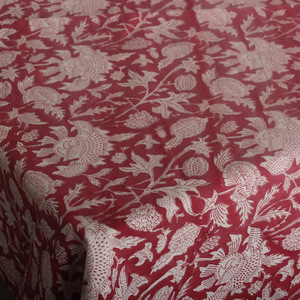 Bloc de main en coton indien de qualité supérieure imprimé Rectangle et nappe à manger florale ronde 72 pouces pour la maison de mariage - Product Image 4