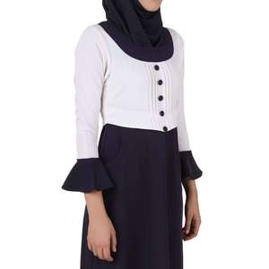 อาบายะผ้าเครปแบบลำลองของ Eiman สีขาวและสีน้ำเงินกรมท่า สไตล์คาชิโบ - Product Image 2