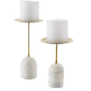 Soporte de mármol pulido brillante con soporte de pilar de vela de Metal Centro de mesa votiva para fiesta de boda Mesa decorativa para Navidad - Product Image 1