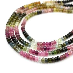 Cuentas de piedras preciosas naturales 100% de calidad superior de 12 pulgadas de largo, cuentas de piedra lisa de sandía Rondelle multiturmalina para Navidad - Product Image 2