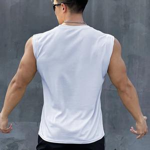 New Customizable Men's Quick-Drying Cotton Vest Streetwear Style XL Size Crewneck Tank <b>Top</b> <b>Sleeveless</b> T-Shirt Vest - Product Image 3
