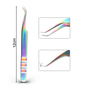 Pince à épiler à pointe fine pour faux cils, cils en bande à 45 degrés, parfaite pour les voyages, outil de maquillage, pince à épiler en acier inoxydable - Product Image 1