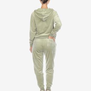 Nouvel ensemble de survêtement actif à manches longues pour femme, survêtement de sport ajusté en velours, survêtement à capuche en velours - Product Image 2