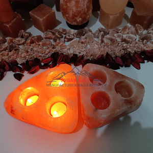 ที่ใส่เกลือหิมาลายันธรรมชาติเป็นมิตรกับสิ่งแวดล้อมทำด้วยมือออกแบบตามหลักฮวงจุ้ยสามรูแกะสลักรูปทรงธรรมชาติสำหรับตกแต่งบ้าน - Product Image 2