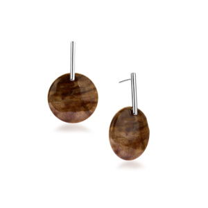 Pendientes de Madera Petrificada Natural de Arizona, 65 Quilates, Plata de Ley - Product Image 1