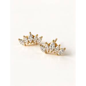 Marquise Cut Diamond Wing <b>Climber</b> Stud <b>Earrings</b> - Product Image 1