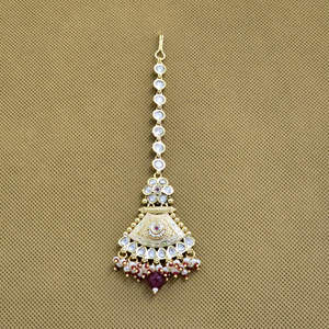 Mayoristas de joyería de moda en India antiguo Meenakari Tikka con chapado en oro mate - Product Image 4