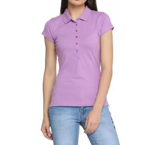 Camiseta bordada personalizada de alta calidad para mujer, ropa de trabajo cómoda, de punto, fabricante de fábrica, venta al por mayor, Polo - Product Image 3