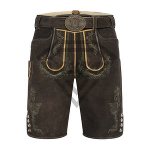 Short Lederhosen bavarois en cuir de haute qualité confort ceinture élastique sur mesure short Lederhosen brodé de couleur unie - Product Image 1