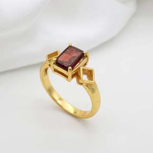 Geometric Garnet <b>Ring</b> Brass Jewelry for Women 18k <b>Gold</b> Plated Wholesale <b>Rings</b> - Product Image 4