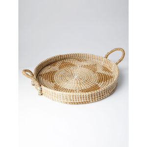 Beau plateau de service rond en rotin Plateau de base en bois tissé à la main de qualité supérieure pour la cuisine et le style de maison moderne - Product Image 2