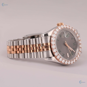 Reloj de lujo de dos tonos para hombre, reloj con esfera negra numérica romana verde, solo bisel, reloj de diamantes Moissanite - Product Image 2