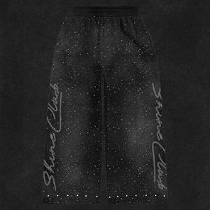 ชุดวอร์มสตรีทแวร์สไตล์วินเทจสำหรับผู้ชาย ตกแต่งด้วยคริสตัล ผ้าเฟรนช์เทอร์รี่ ทรงครอป ล้างสีแบบแอซิด ซิป แต่งขาด  ผ้าฝ้าย 100% - Product Image 3